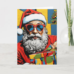 Pop Art Santa Card   Custom Collage Christmas 