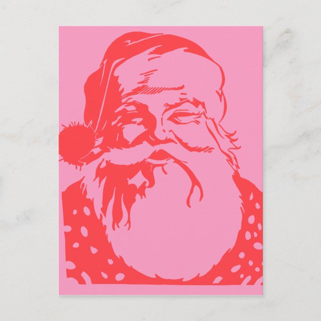 Pop art Santa pink red Postcard (Front)