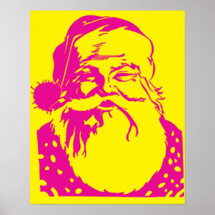 Pop art Santa yellow pink Poster