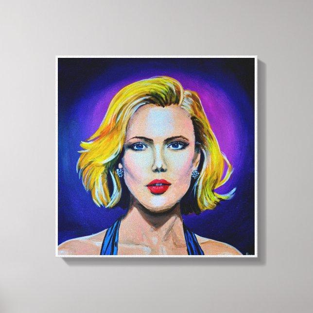 Pop Art Scarlett Johansson Portrait Canvas Print (Front)