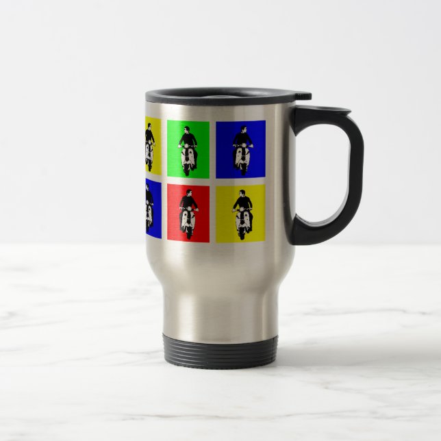 Pop Art Scooter Boy Travel Mug (Right)