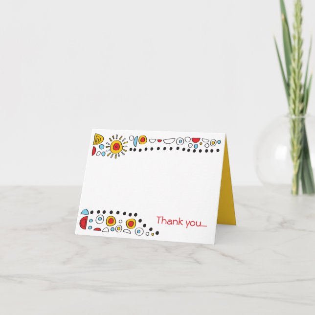 POP ART SCRIBBLY Bat Mitzvah Folded Thank You Card (Front)