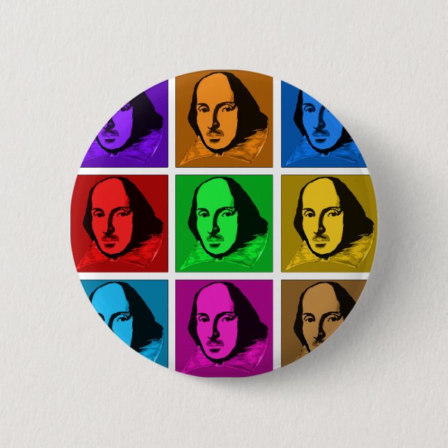 Pop Art Shakespeare 6 Cm Round Badge (Front)