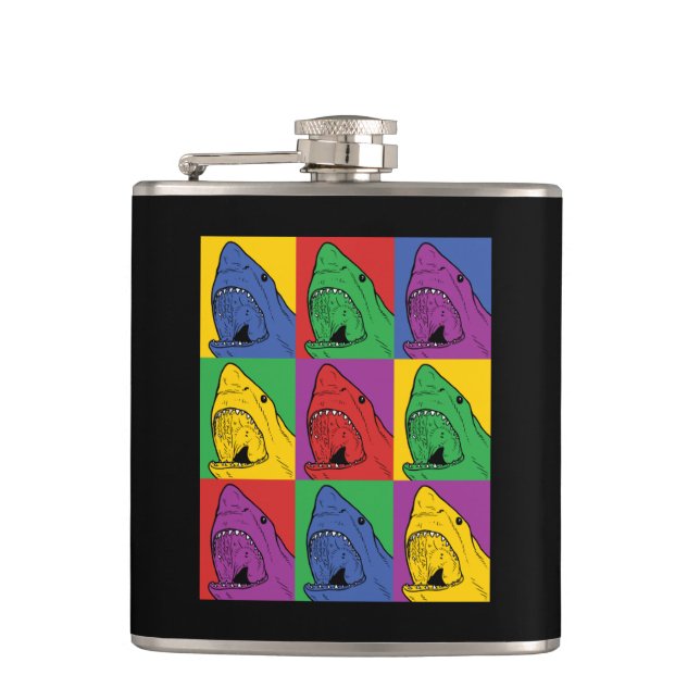 Pop Art Shark Hip Flask (Front)