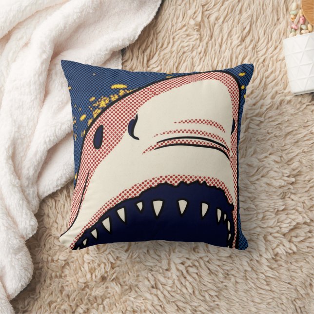 Pop Art Shark Jaw Halftone Comic Panel Cushion (Blanket)