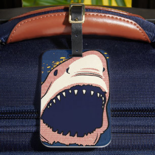 Pop Art Shark Jaw Halftone Comic Panel Luggage Tag