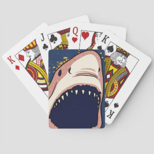 Pop Art Shark Jaw Halftone Comic Panel Playing Cards
