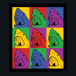 Pop Art Shark Poster<br><div class="desc">"Pop Art Shark" art graphic designed by bCreative shows an iconic shark head in a nine panel pop art piece! This makes a great gift for family, friends, or a treat for yourself! This funny graphic is a great addition to anyone's style. bCreative is a leading creator and licensor of...</div>