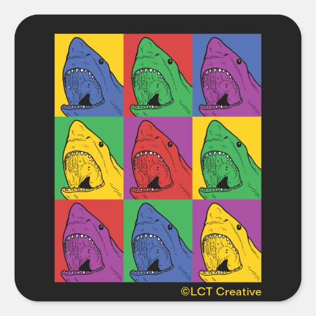 Pop Art Shark Square Sticker (Front)
