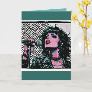 Pop Art Singer Halftone Punk Rocker Music Lovers Card