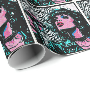 Pop Art Singer Halftone Punk Rocker Music Lovers Wrapping Paper