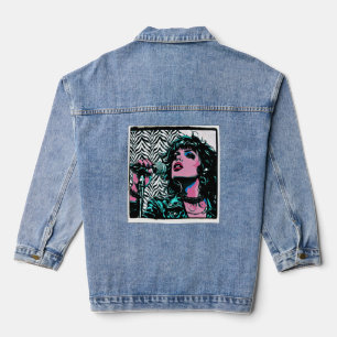 Pop Art Singer Teal Pink Musicians Music Lovers Denim Jacket