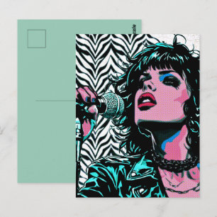 Pop Art Singer Teal Pink Musicians Music Lovers  Postcard