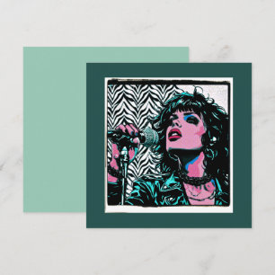 Pop Art Singer Teal Pink Punk Rocker Music Lovers Card