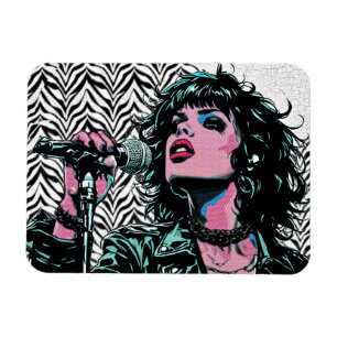 Pop Art Singer Teal Pink Punk Rocker Music Lovers Magnet