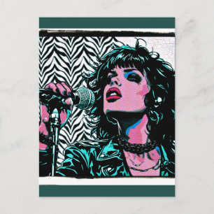 Pop Art Singer Teal Pink Punk Rocker Music Lovers  Postcard