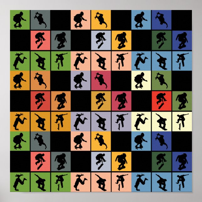 Pop Art Skateboarders Collage Poster (Front)