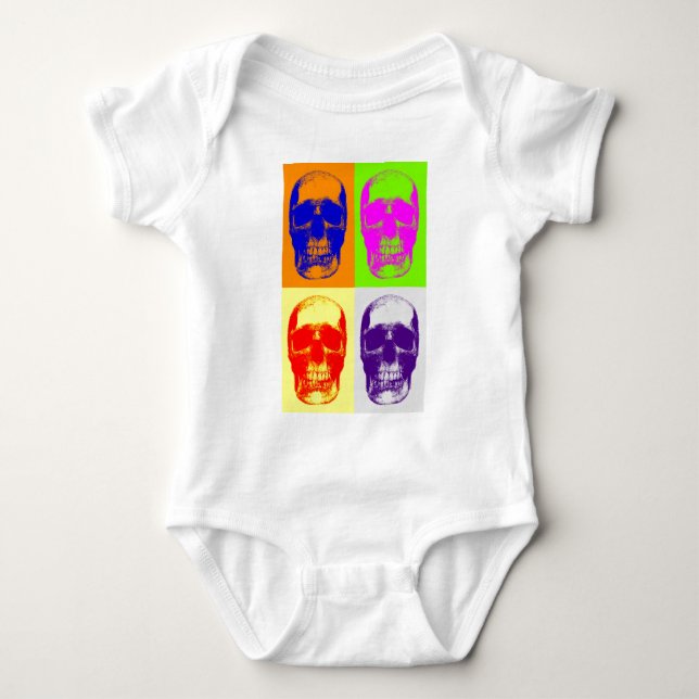 Pop Art Skull Baby Bodysuit (Front)