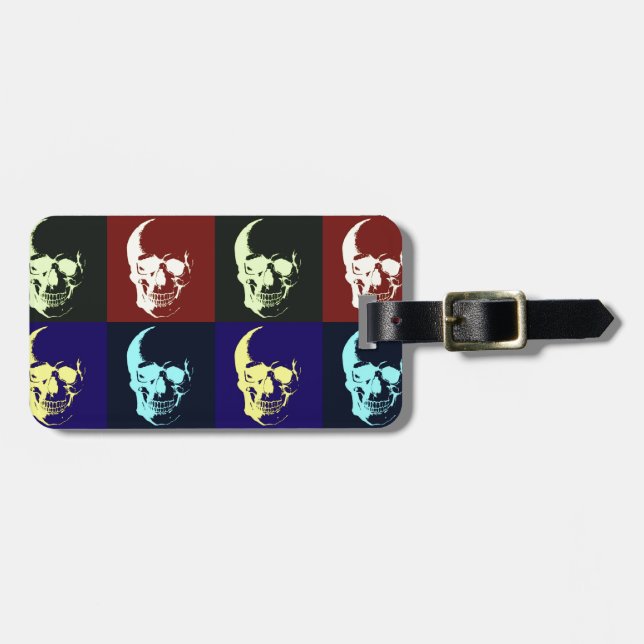 Pop Art Skull Luggage Tag (Front Horizontal)