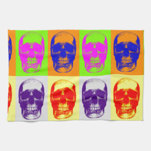 Pop Art Skull Tea Towel