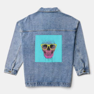Pop art skull with glasses denim jacket