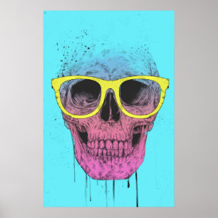 Pop art skull with glasses poster