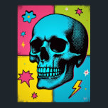 Pop Art Skull with Neon Halftone Dots Poster<br><div class="desc">Bring an edgy, modern, and artistic vibe to your space with this stunning Pop Art Skull poster. This isn't just a picture; it's a bold fusion of classic symbolism and vibrant contemporary art. The design features a stylised human skull, meticulously rendered with thick black outlines and a dynamic colour palette....</div>
