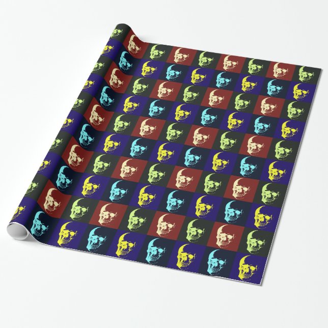 Pop Art Skull Wrapping Paper (Unrolled)