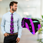 Pop Art Skyline Bright Purple Pink Stars Pattern  Tie<br><div class="desc">Original Pop Art by Skylar Jenkins. The purple buildings are softened with green clouds,  dark blue moons and an orange heart.</div>