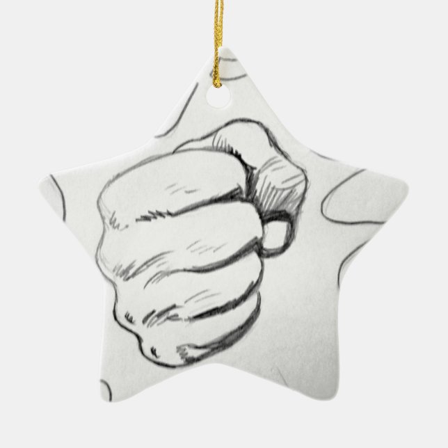 Pop Art Smash Punch Pencil Sketch Ceramic Tree Decoration (Front)