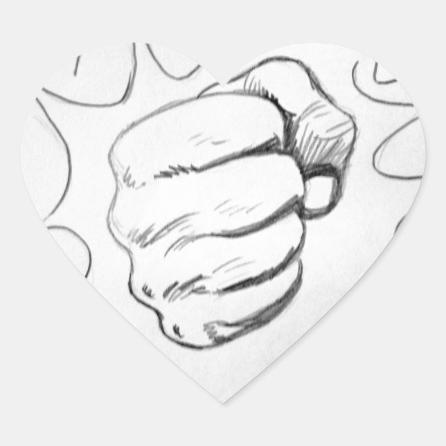 Pop Art Smash Punch Pencil Sketch Heart Sticker (Front)