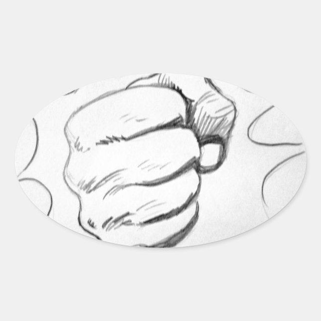 Pop Art Smash Punch Pencil Sketch Oval Sticker (Front)