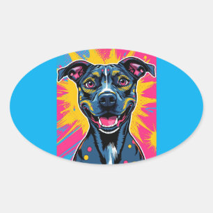 Pop Art Smile – The Power of a Happy Dog Oval Sticker