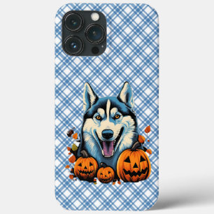 Pop Art Smilling Husky Dog with Pumpkins Halloween iPhone 13 Pro Max Case