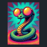 Pop Art Snake with Retro Rainbow Glasses Poster<br><div class="desc">Unleash your inner style icon with this poster starring the one and only Sly, the Sassy Serpent. Sly isn’t just an animal; he's a trendsetter, a purveyor of retro chic who knows how to accessorise. This illustration captures Sly in his element, coiled effortlessly around a pair of oversized, rainbow-tinted glasses...</div>
