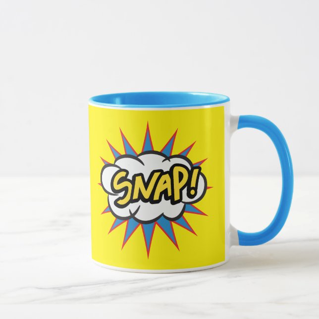 Pop art snap yellow and blue mug (Right)