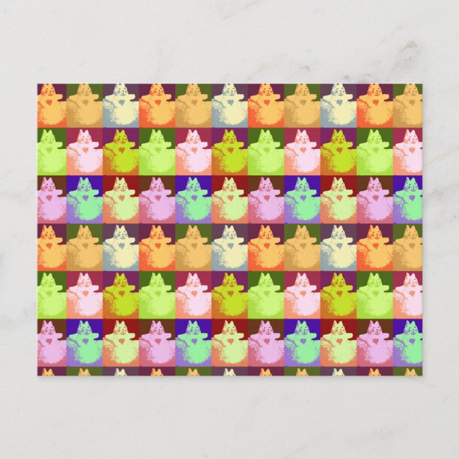 Pop Art Snow Kitty Postcard (Front)