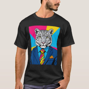 Pop Art Snow Leopard in Business Suit T-Shirt