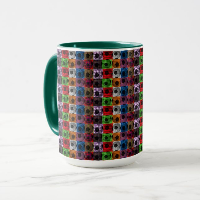 Pop Art Soccer Ball Pattern, Mug (Front Left)