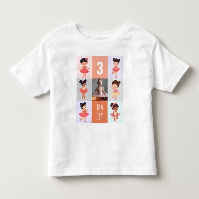 Pop Art Soft Pastel Baby Ballerina Birthday Photo Toddler T-Shirt (Front)