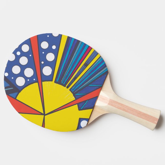 Pop art, space, sun, abstract bright cosmic rays  ping pong paddle (Side)