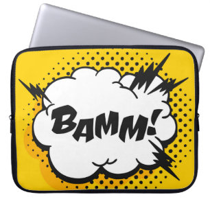 Pop art speech bubble drawing with text. Cartoon s Laptop Sleeve