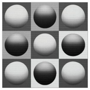 Pop Art Spheres, Black, White and Grey / Grey Fabric
