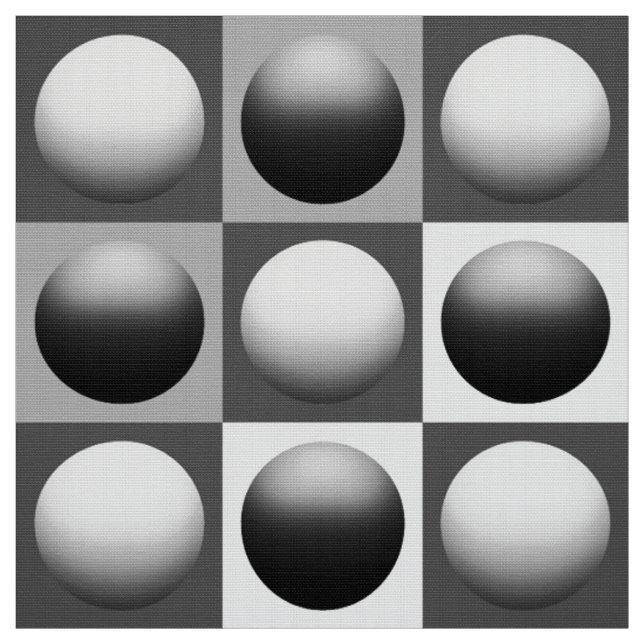 Pop Art Spheres, Black, White and Grey / Grey Fabric (Swatch)