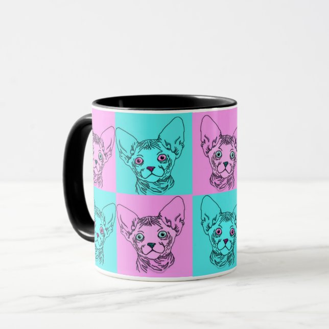 Pop Art Sphynx Kitten Mug (Front Left)