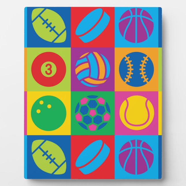 Pop Art Sports Balls Plaque (Front)