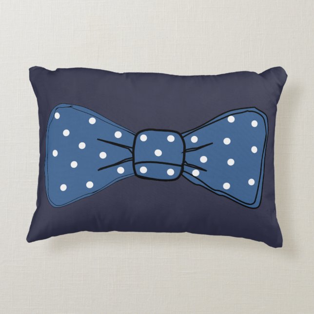 Pop Art Spotty Blue Bow Tie Decorative Cushion (Back)