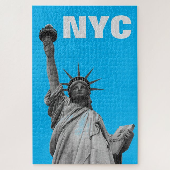 Pop Art Statue of Liberty Blue New York City Jigsaw Puzzle (Vertical)