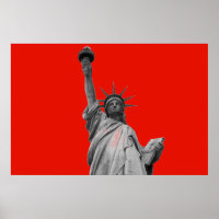 Pop Art Statue of Liberty Red Greyscale New York