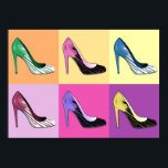 Pop Art Stiletto Pumps / Shoes / High Heels Poster<br><div class="desc">"Glorification of the Stiletto": Pop art rendering of the beloved stiletto pump</div>